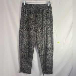 VTG Y2K Cheetah Print Velour Pants Mid Rise Relaxed Fit Elastic Waist Size L